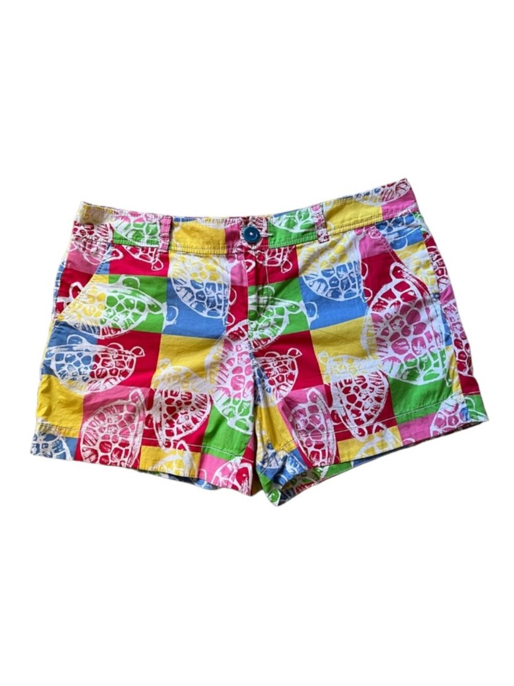 RARE Lilly Pulitzer Callahan Shorts Rollin Turtles Patchwork Print Size 0